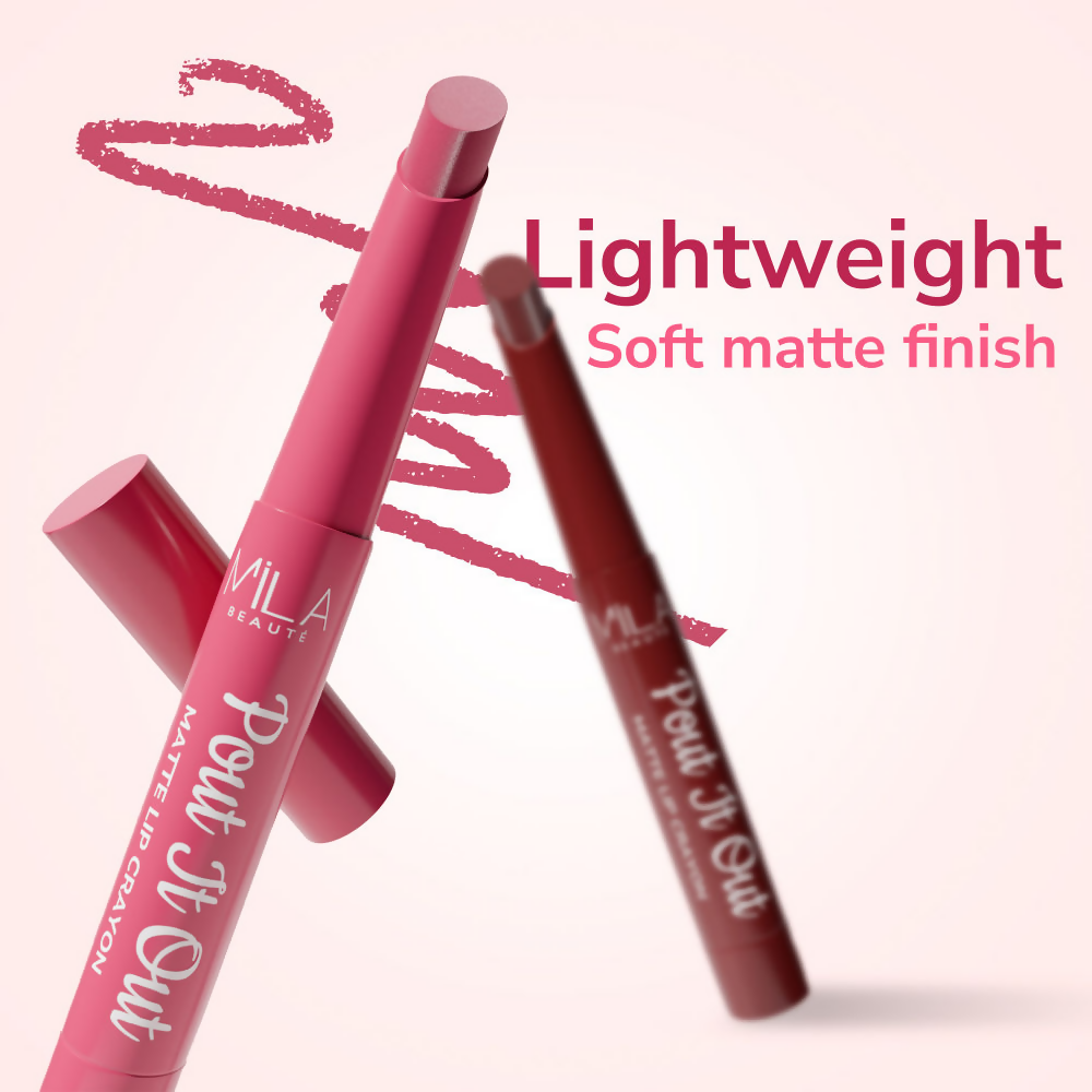 Mila Beaute Pout It Out Long Lasting & Matte Finish Lip Crayon Lipstick - Aurora