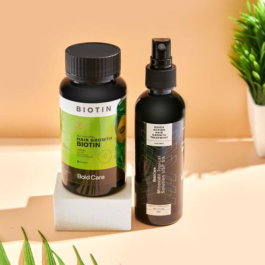 Bold Care Hair Growth 5% Solution Serum & Biotin Supplements Combo - DrMediCart