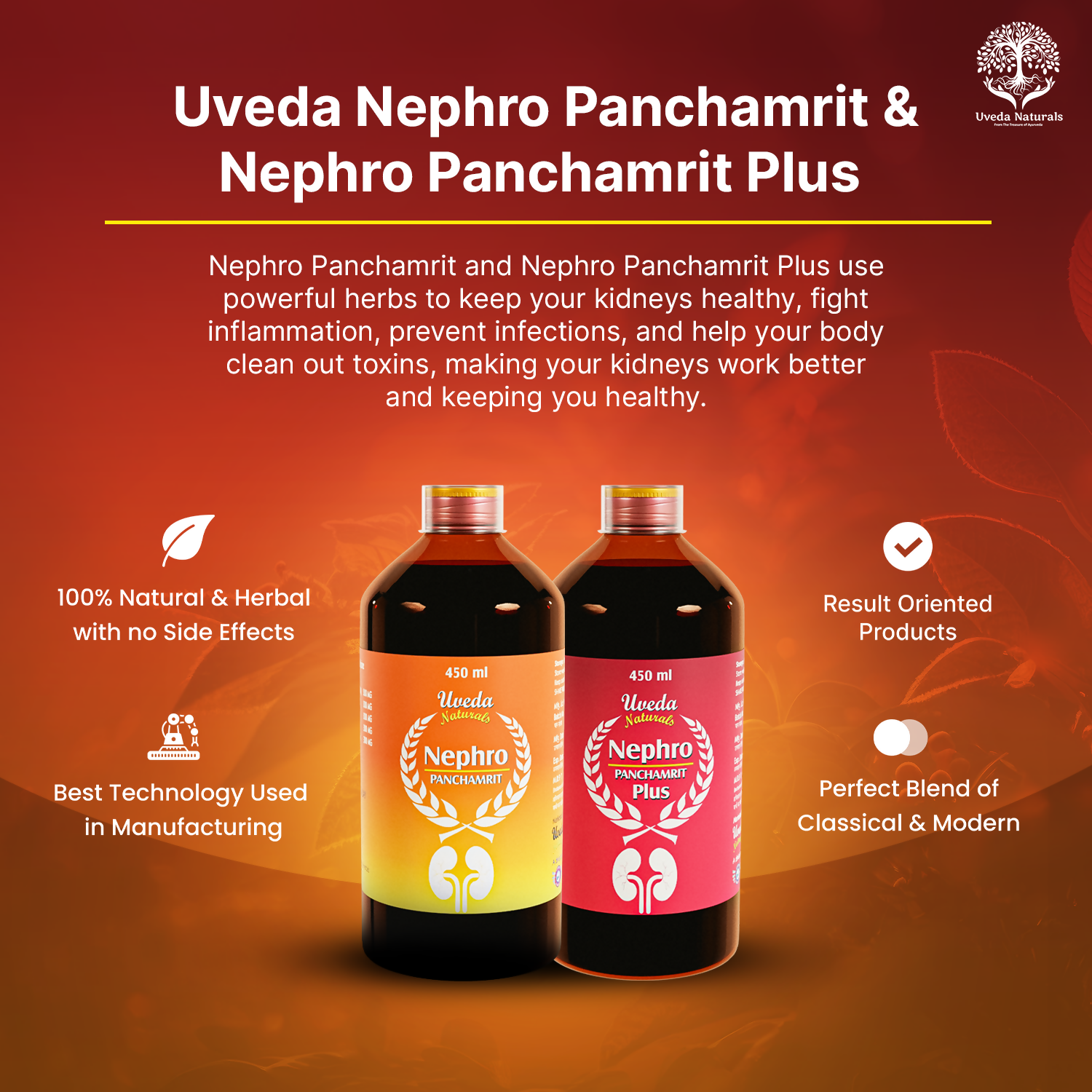 Uveda Naturals Nephro Panchamrit and Nephro Panchamrit Plus Combination