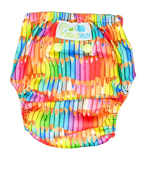 Kindermum Nano Aio Cloth Diaper With 2 Organic Cotton Inserts- Colourful Art For Kids