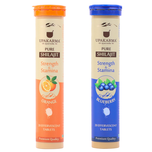 Buy Upakarma Ayurveda Pure SJ Effervescent Tablets in 2 Unique Flavors (Orange & Blueberry) Combo from DrMediCart, Ship from India to USA