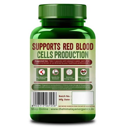 Himalayan Organics Plant Based Iron Supplement + Folate Vegetarian Capsules