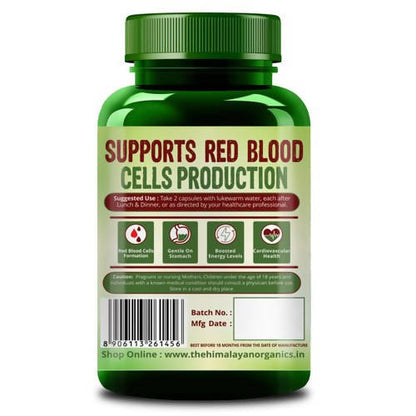Himalayan Organics Plant Based Iron Supplement + Folate Vegetarian Capsules