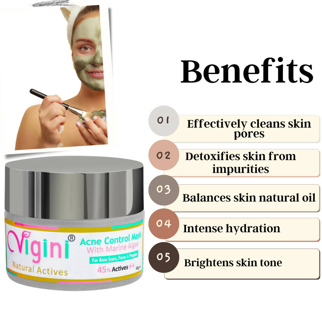 vigini natural actives anti acne clay face pack mask with marine algae for men women buy in usa