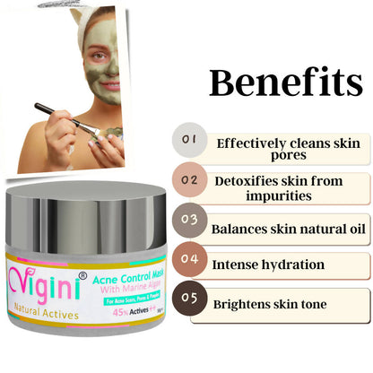 vigini natural actives anti acne clay face pack mask with marine algae for men women buy in usa