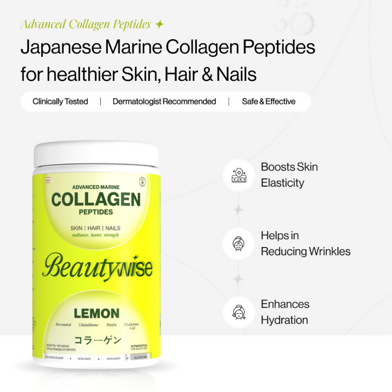 Beautywise Advanced Marine Collagen Peptides Powder - Lemon
