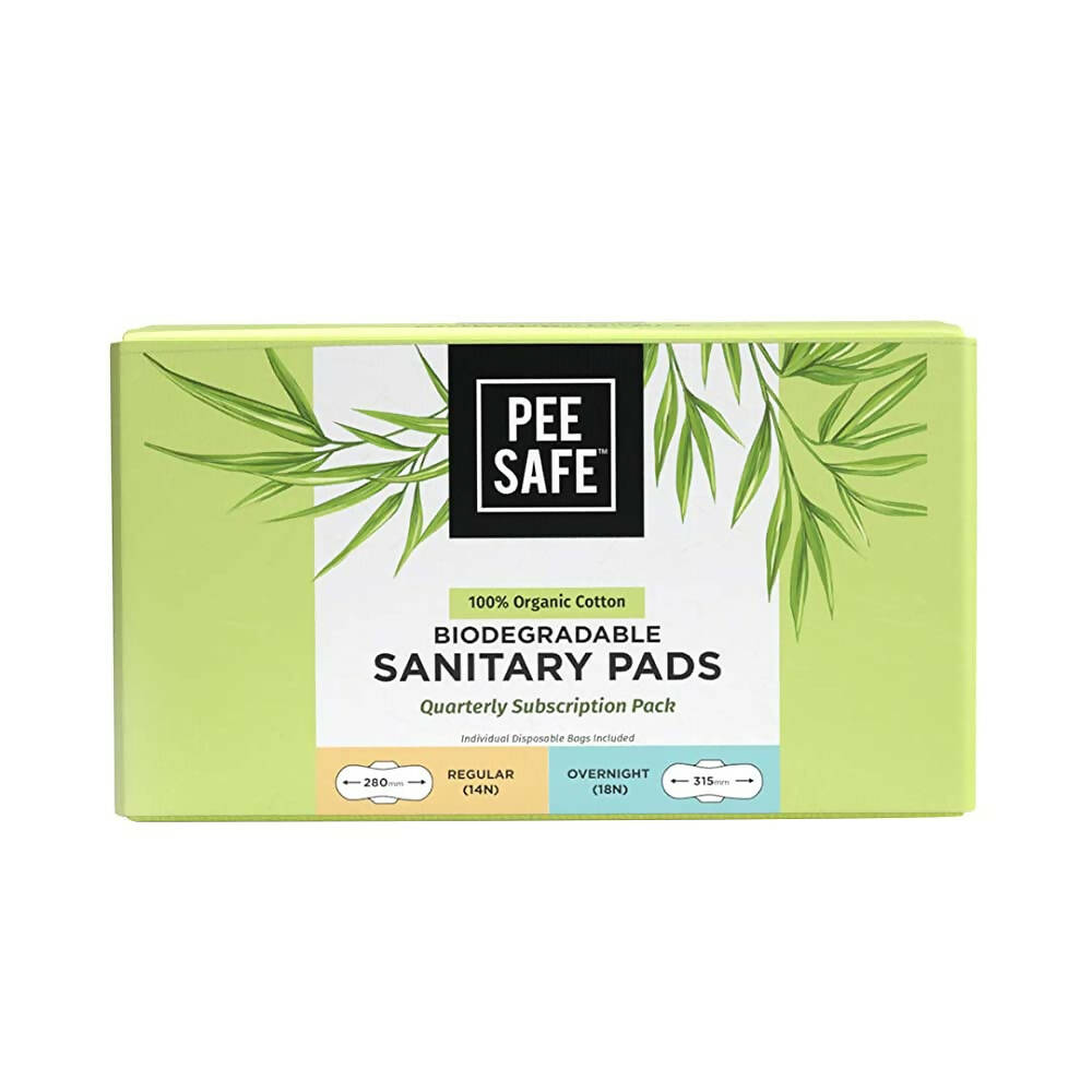 Pee Safe Organic Cotton Biodegradable Sanitary Pads-Quarterly Pack