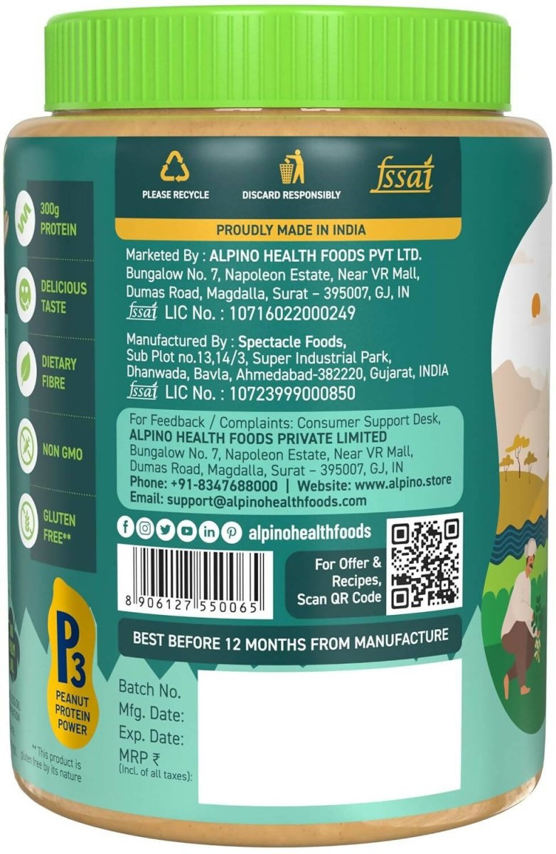 Alpino Organic Natural Peanut Butter Crunch