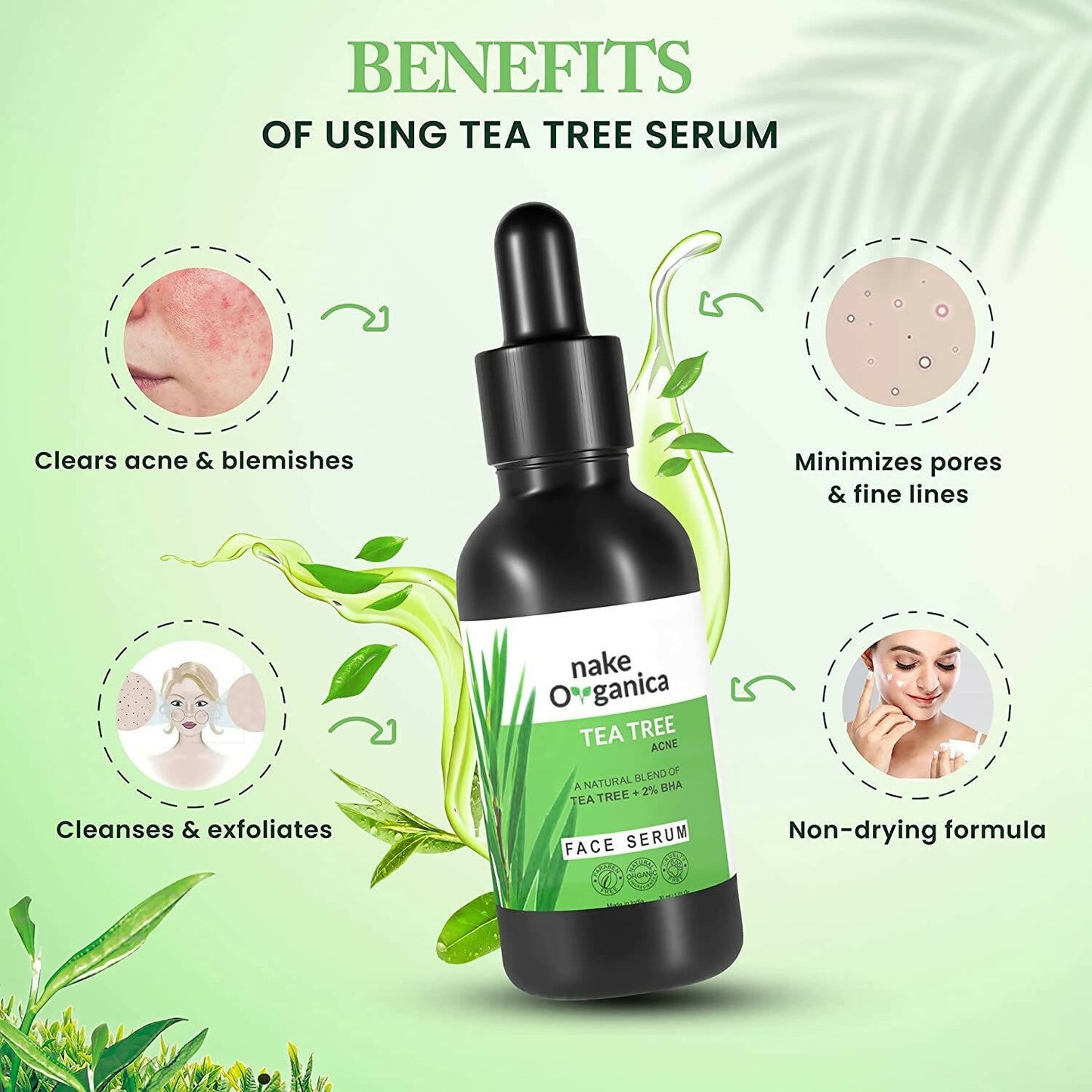 Nake Organica Tea Tree Acne Face Serum - DrMediCart