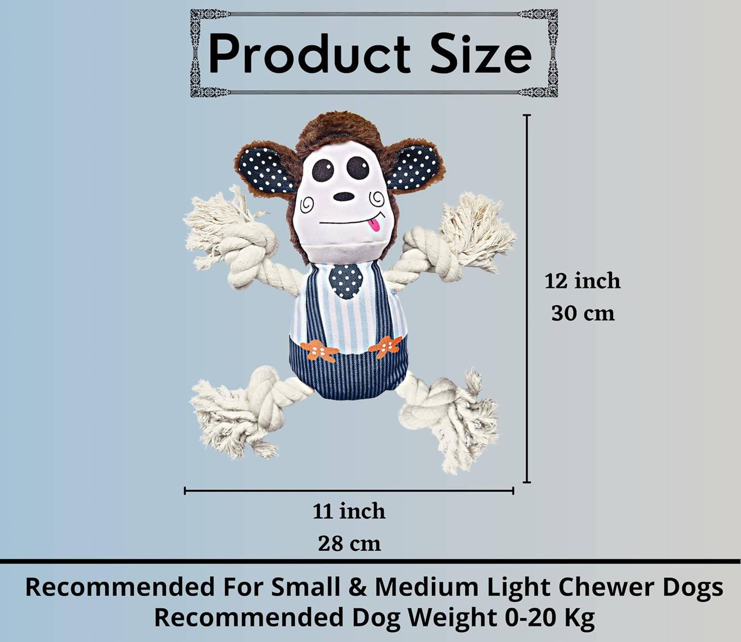 Foodie Puppies Monkey Crinkle Paper Rope Plush Toy for Dogs