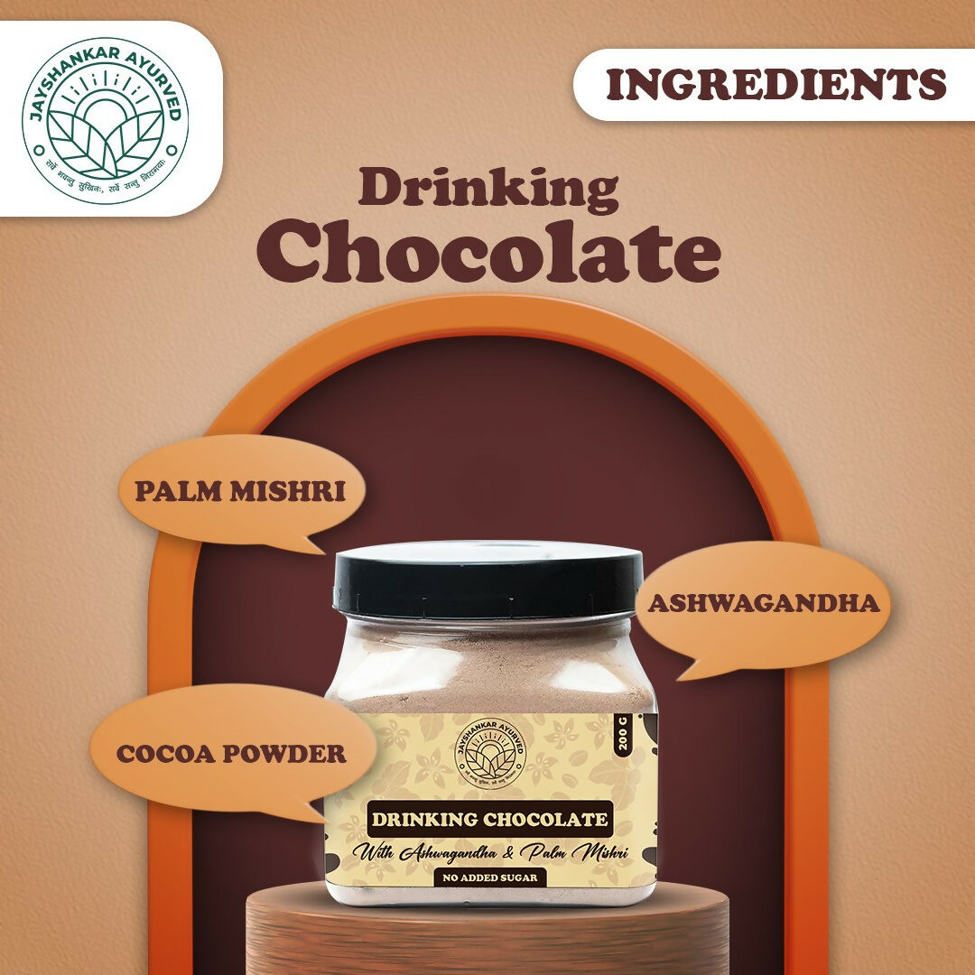 Jayshankar Ayurved Ashwagandha Hot and Cold Chocolate Powder Blend with Palm Mishri