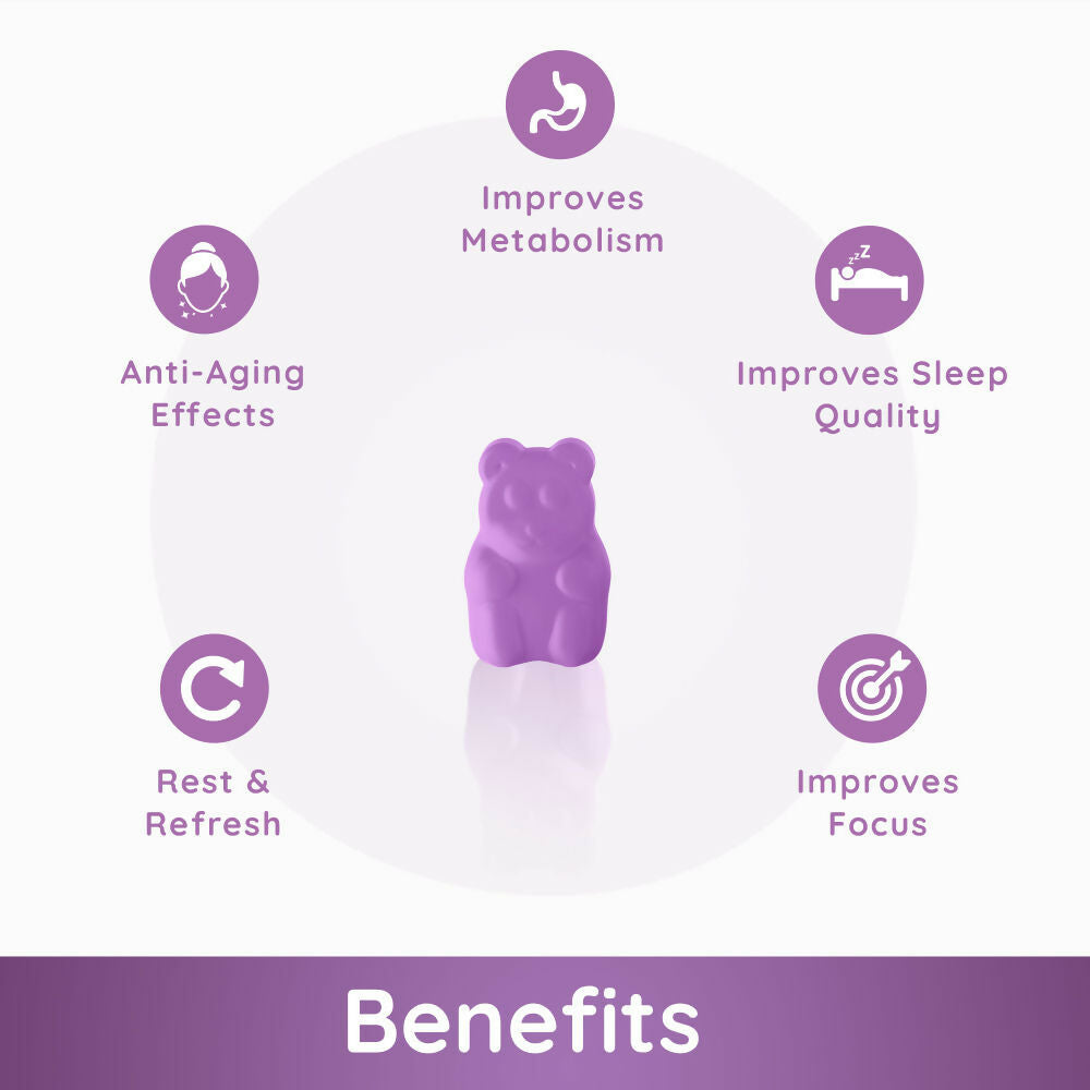 Purna Gummies Melatonin Wild Berry Flavour Gummies for Sleep Well & Reduced Stress