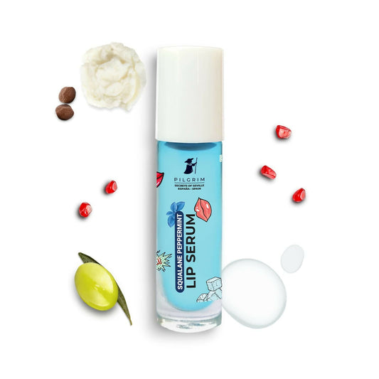 Buy Pilgrim Spanish Lip Serum (Peppermint) with Roll-on For Visibly Plump Lips, Hydrating Lip Serum For Dark Lips from DrMediCart, Ship from India to USA