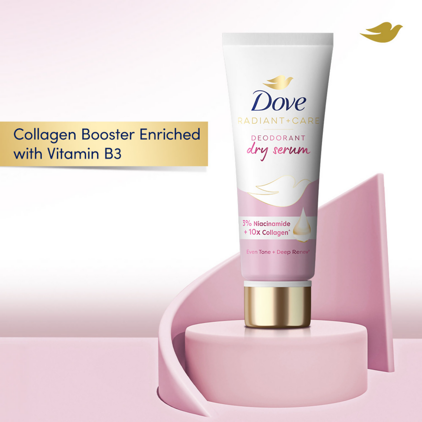Dove Radiant + Care Deodorant Dry Serum with 3% Niacinamide & 10x Collagen