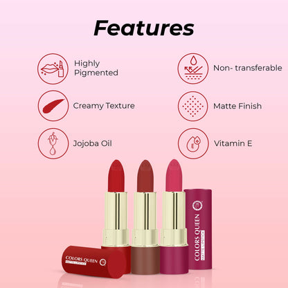 Colors Queen Lippie Stick Matte Lipstick - Red Aurora