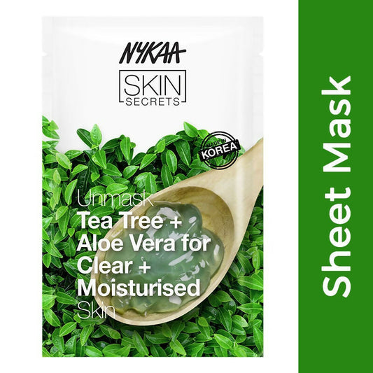 Buy Nykaa Skin Secrets Indian Rituals Tea Tree + Aloe Vera Sheet Mask For Clear & Moisturised Skin from DrMediCart, Ship from India to USA