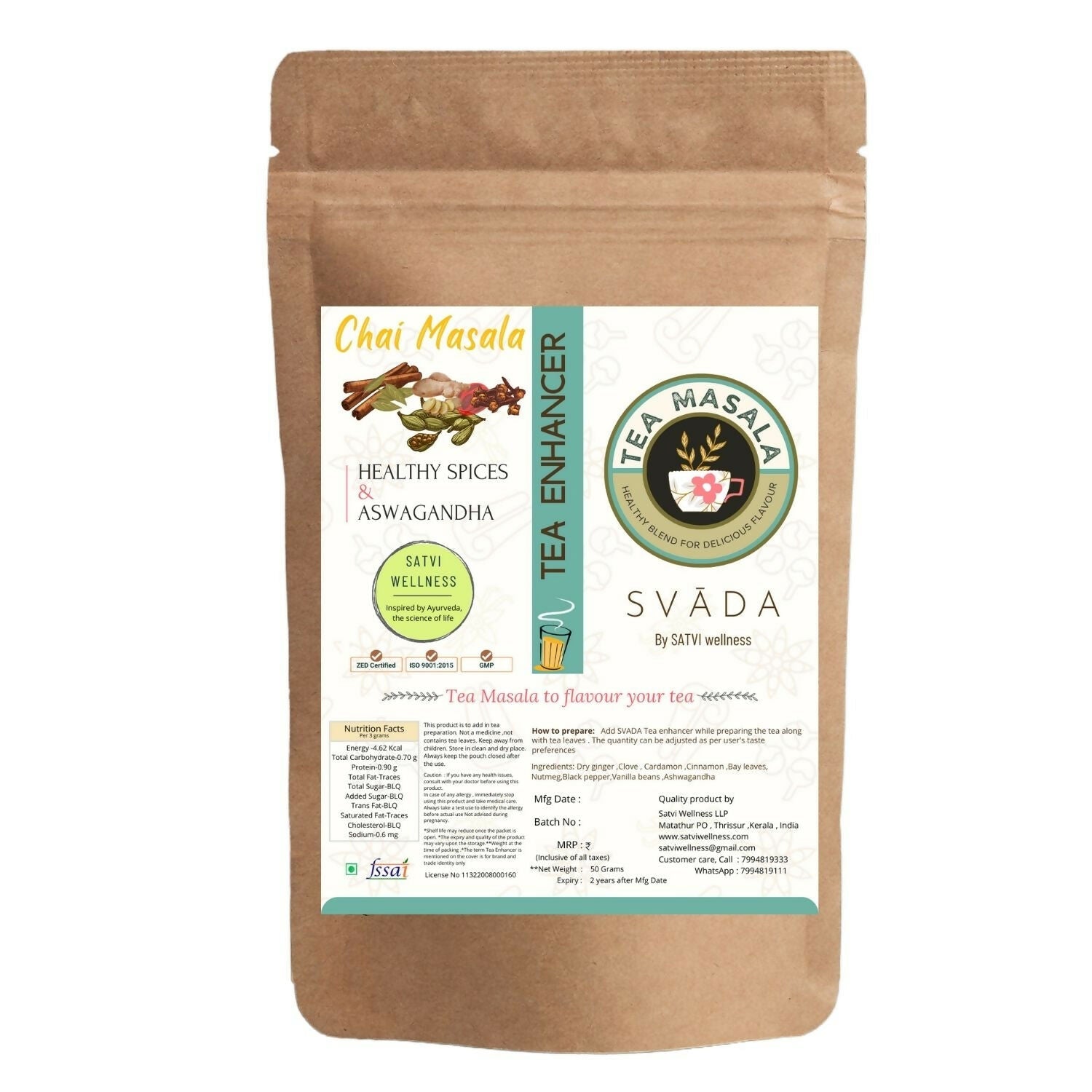 Buy Satvi Wellness Tea masala with Ashwagandha | Ashwagandha tea mix | Satvi Tea enhancer from DrMediCart, Ship from India to USA