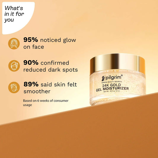 Buy Pilgrim 24k Gold Gel Moisturizer, Reduces Dark Spots, Gives Luxurious Glow, Non-greasy from DrMediCart, Ship from India to USA