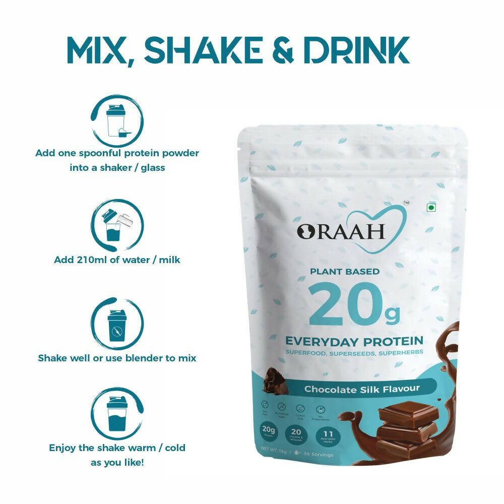 Oraah Plant Based Protein Powder Chocolate Flavor With Shaker