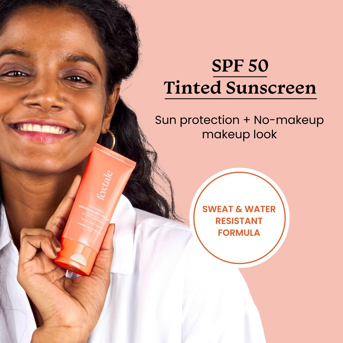 Foxtale Tinted Sunscreen SPF 50 PA++++ & Primer Shade 1  - Deep, Water Resistant with Dry -Touch Finish, Blurs Out Pores