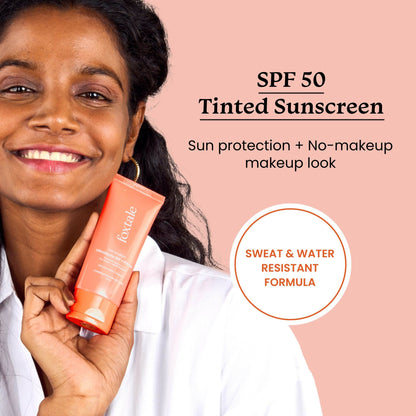 Foxtale Tinted Sunscreen SPF 50 PA++++ & Primer Shade 1  - Deep, Water Resistant with Dry -Touch Finish, Blurs Out Pores