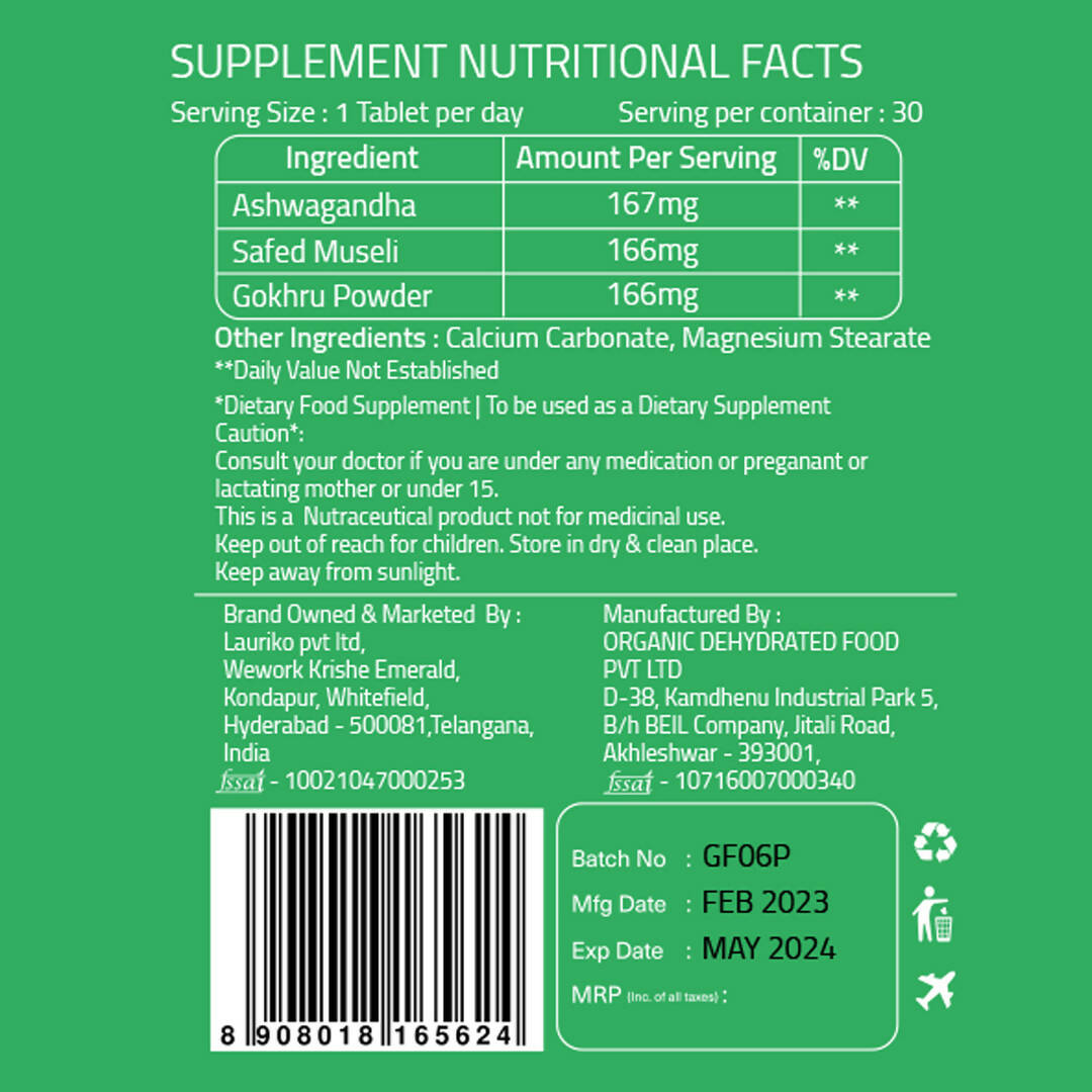 Laurik Ashwagandha Tablets With 5% Withanolides Ashwagandha For Natural Vitality For Men & Women