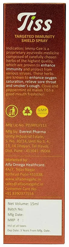 Alfa Omega Tiss Immunity Booster Immu-Cee Throat Care Spray