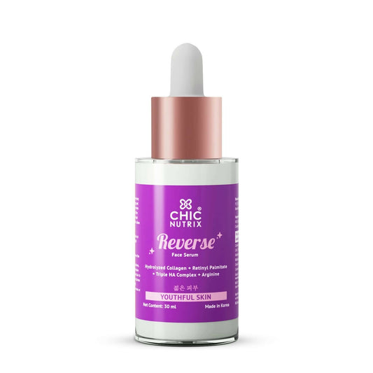 Buy Chicnutrix Reverse ƒ?? Anti Aging Serum with Hydrolyzed Collagen Retinyl Palmitate, Triple HA Complex & Arginine for Youthful Skin from DrMediCart, Ship from India to USA