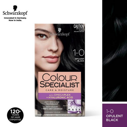 Buy Schwarzkopf Colour Specialist Permanent Hair Colour - 1.0 Opulent Black from DrMediCart, Ship from India to USA