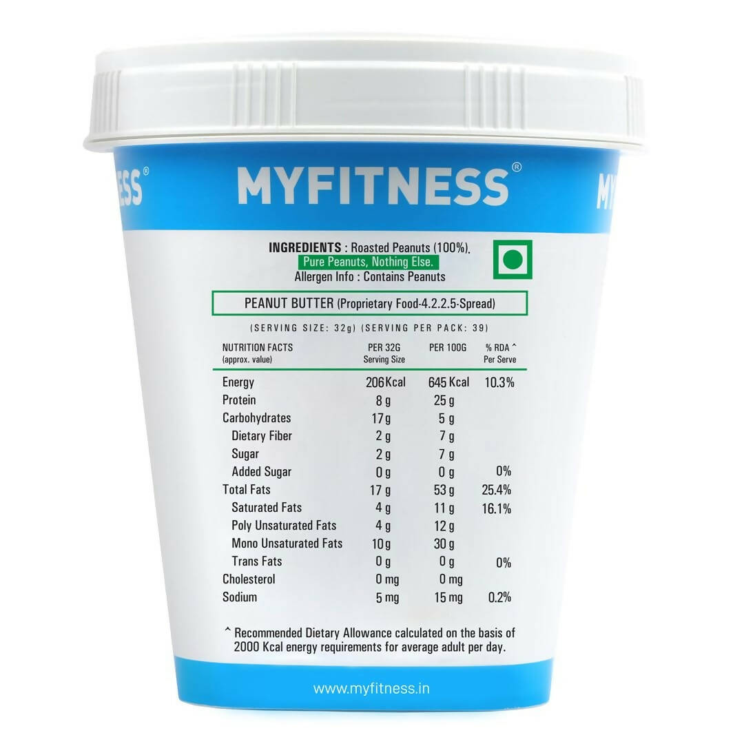 Myfitness Unsweetened Natural Peanut Butter Smooth