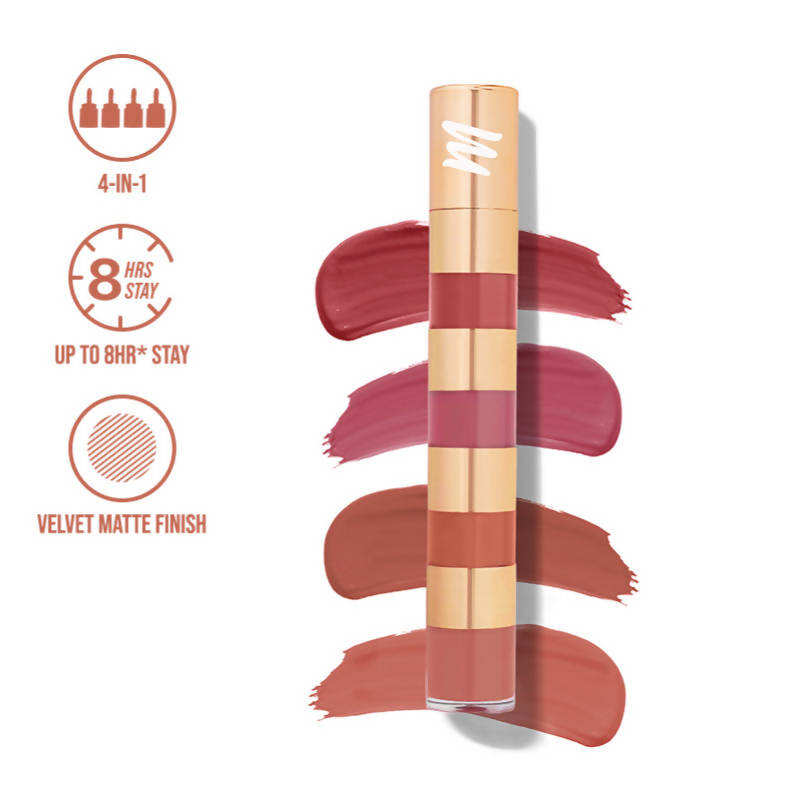 MyGlamm Super 4 Liquid Lipstick Stack - Nude Mood