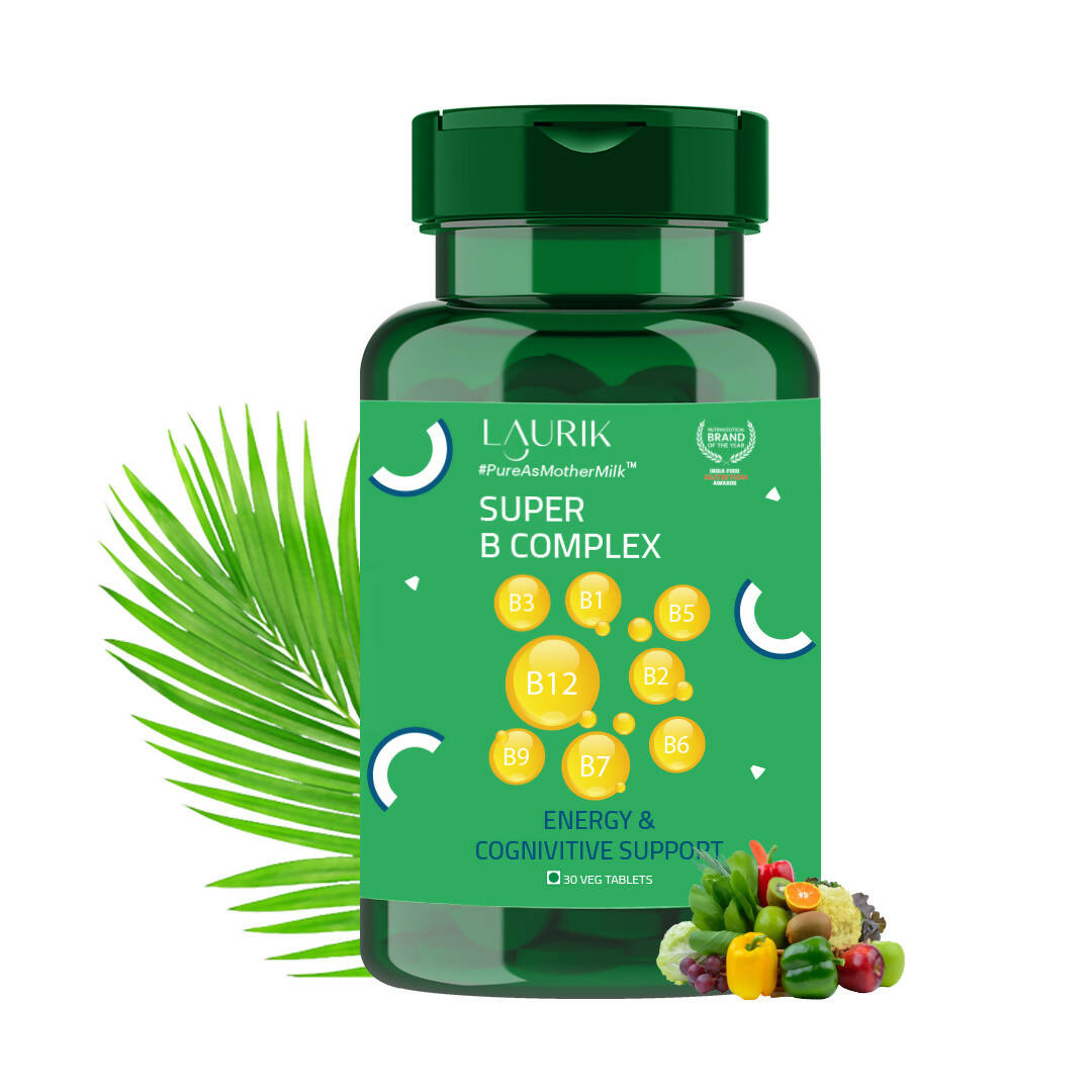Laurik Vitamin B Complex Tablets With Vegetable B1, B2, B3, B5, B6, B7, B9 & B12 | Hair Growth, Energy & Immunity,Skin - DrMediCart