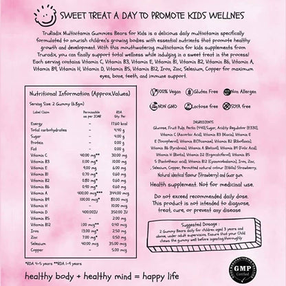 Truradix Kids Multivitamin Gummies-Strawberry Flavor - Drmedicart